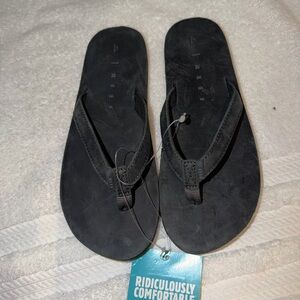 WOMEN'S REEF DUSTY BLACK SOLANA LEATHER UPPER FLIP FLOP UPPER SIZE 6 NWT